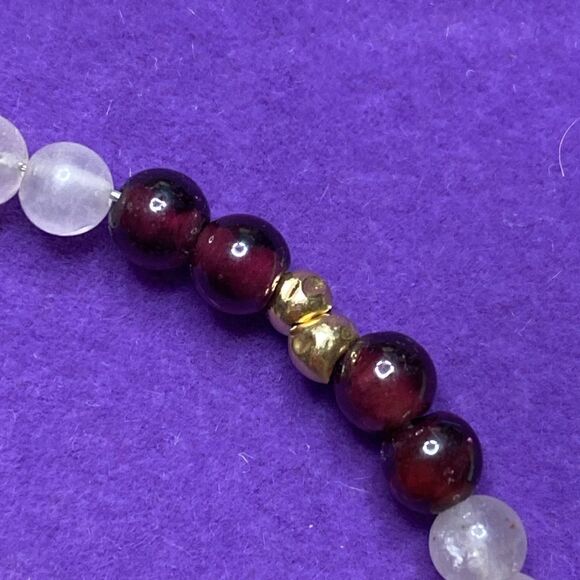💛 Vintage 14k Gold Garnet & Moonstone Braclet - Picture 6 of 6
